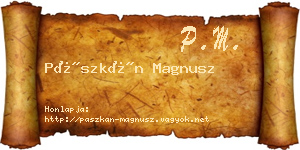 Pászkán Magnusz névjegykártya